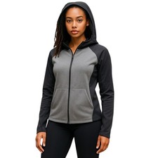 Nike Women hooded track jacket XS full zip/lined/knit front  back/side stretch