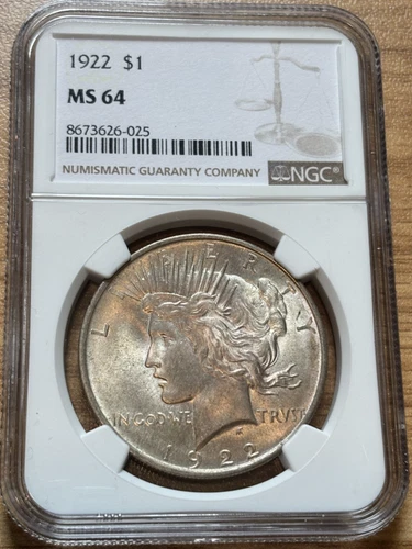1922 US $1 Peace Dollar - NGC MS64