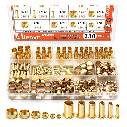 230PCS 6 Sizes Brass Compression Fittings Assortment kit