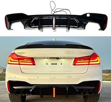 Schwarz Glanz Heckdiffusor Sport M/LED Diffusor für BMW 5er G30 G31 2017-2023