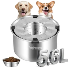 Set of 2 Dog Water Bowl Stainless Steel 5.6L/190oz No Spill Water Bowls 1.5 G...