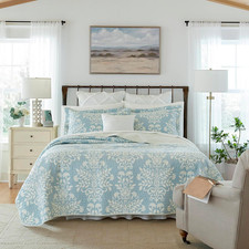 Laura Ashley - King Quilt Set, Reversible Cotton Bedding with Matching Shams, Ho