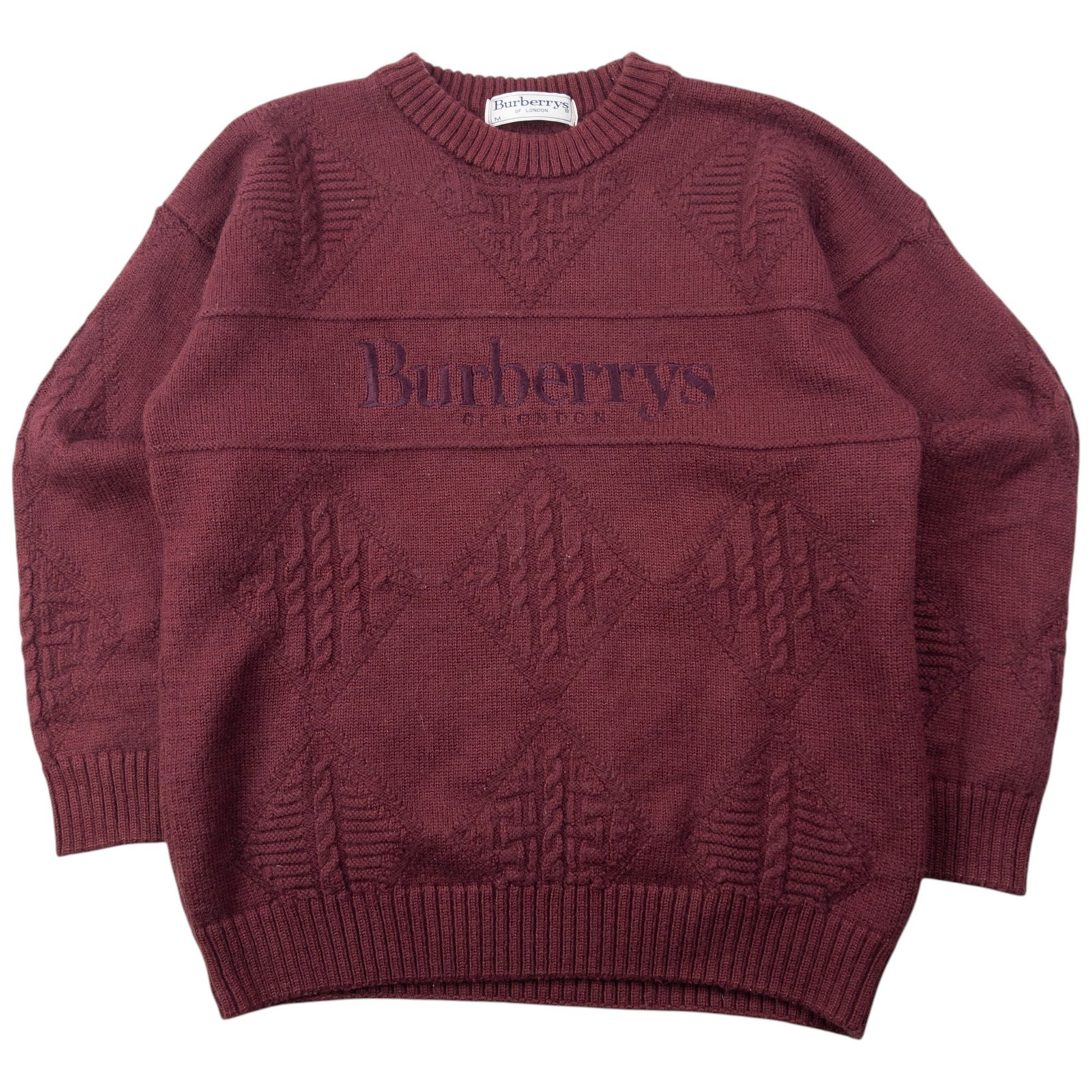 Vintage 90s Burberry Embroidered Knit Jumper Size XS