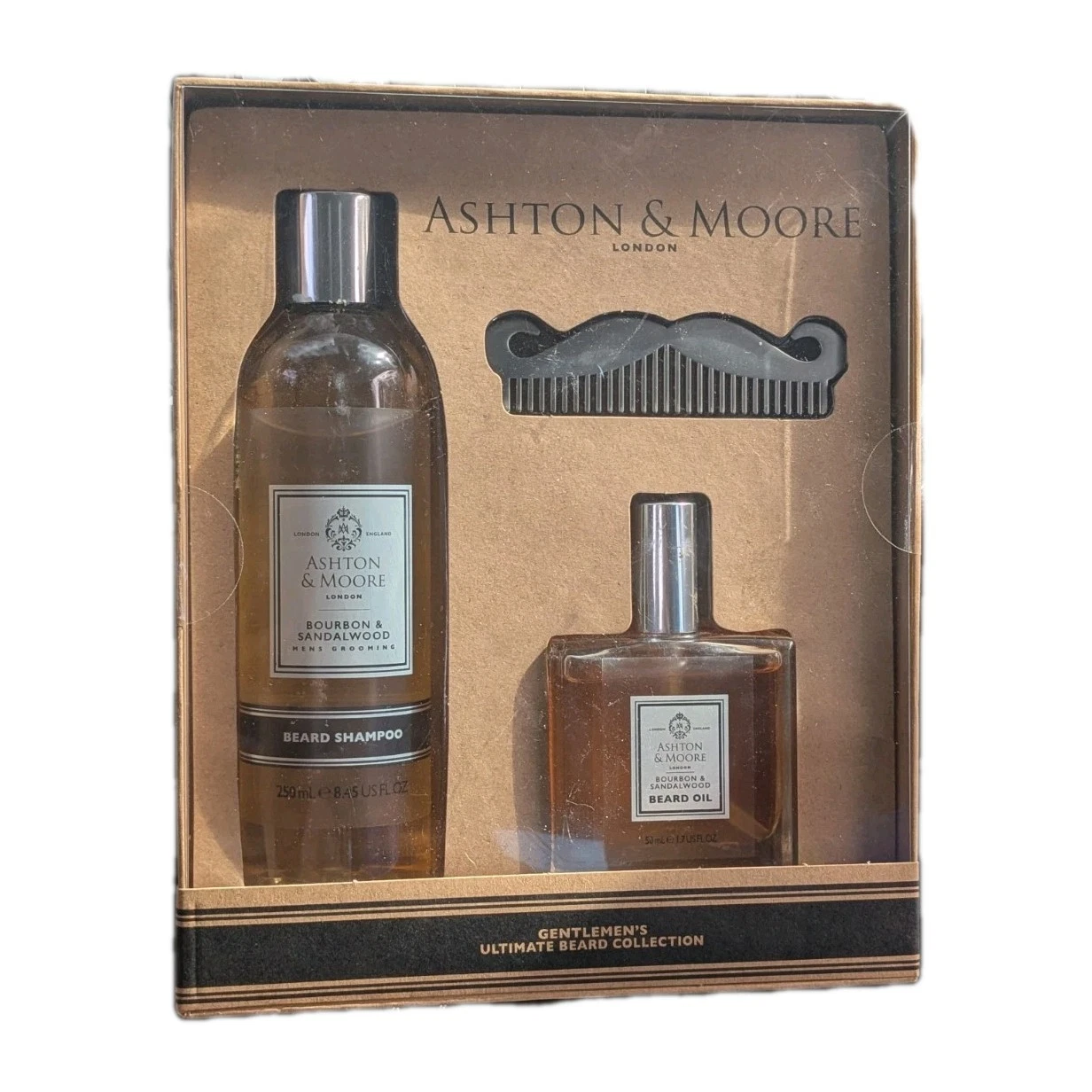 Ashton & Moore Men’s Grooming Gift Set – Beard Shampoo, Oil & Comb – London