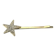 Star-Shaped Gold-Tone Hair Clip With Rhinestones 2.5 Inches Long Elegant Hair Ac