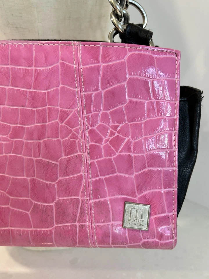 Miche Convertible Handbag Lot 4 Shells Faux Croc Pink Red Black 2 Handles - Image 3 of 4