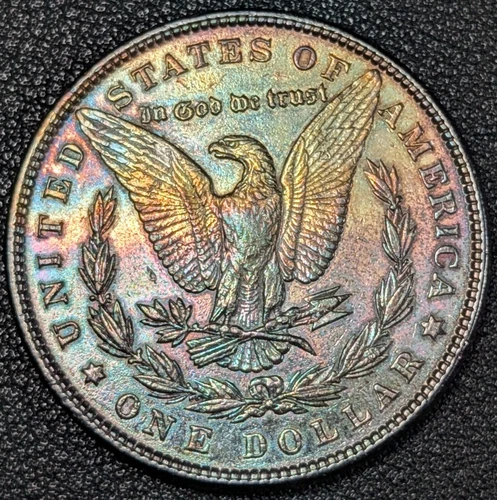 1886 Morgan Silver Dollar $1 - Beautiful Rainbow Toning! - Friday Night Auction!
