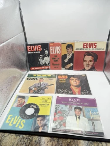 ELVIS PRESLEY Lot Of 7 ~ 45s Vinyl Singles with Picture Sleeves ~ Good Condition