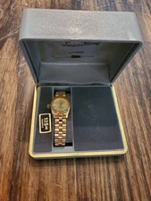 Dufonte Lucien Piccard Watch Women Gold Stainless Steel WR Date Quartz With Box