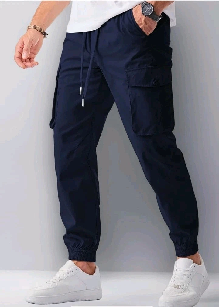 JMIERR Men's Cargo Trousers Casual Joggers Stretch Elastic Waist Drawstring Tape
