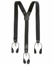  96 New Club Room Men'S Black Solid Elastic Stretch Metal Clip-On End Suspenders