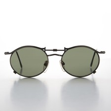 90s Oval Steampunk Fashion Steampunk Sunglass Antique Gunmetal /Green - Lucian