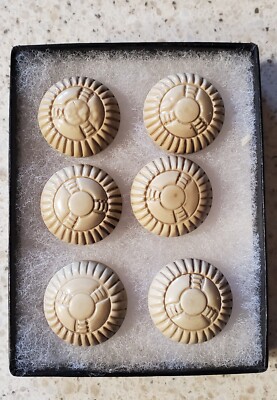 vintage button set of 6-plastic art deco style (D12 - 03)  SALESMEN SAMPLES