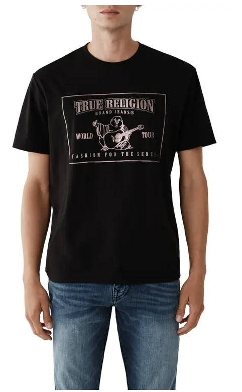Tシャツ・カットソー [True Religion] TR World Tour T-Shirt White/Black True Religion Mens Short Sleeve Relaxed Srs Tee XXL Jet