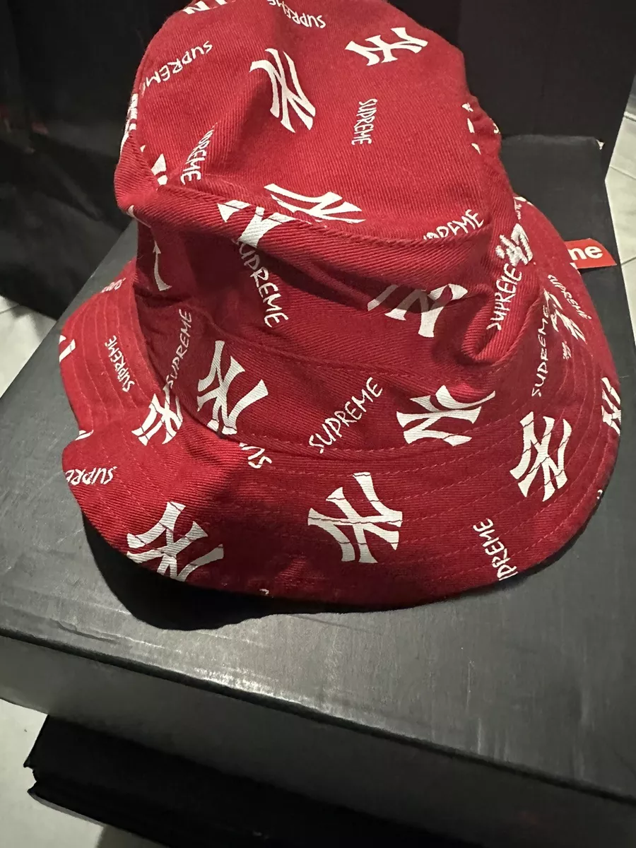 SS15 SUPREME X NEW YORK YANKEES BRAND CRUSHER BUCKET HAT BOX LOGO