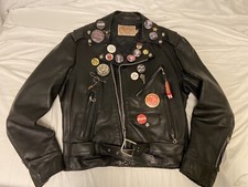 Vintage 70s/80s Excelled Black Leather Motorcycle Jacket Size 38 Belted USA Made