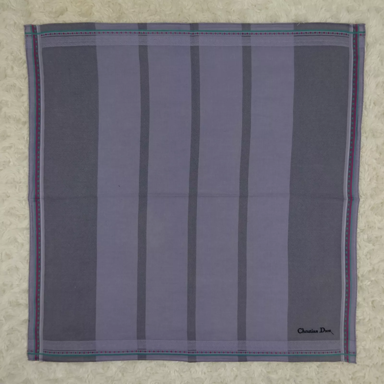 CHRISTIAN DIOR Foulard gris coton jacquard foulards poche carré 18