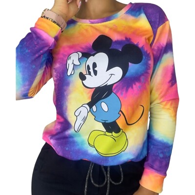 Youth Sweater For Girls With Long Sleeves Multicolour With Mickey Mouse Size L
