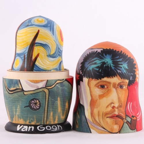 Russian Nesting Dolls Vincent van Gogh Self-Portrait / The Starry Night 7" 5 pc - Picture 5 of 5