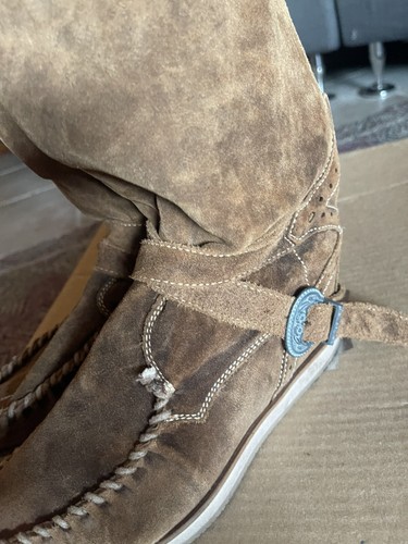 EL VAQUERO MOCCASIN BROWN OVER THE KNEE DISTRESSED BOOTS SIZE 39 9 - Picture 8 of 8