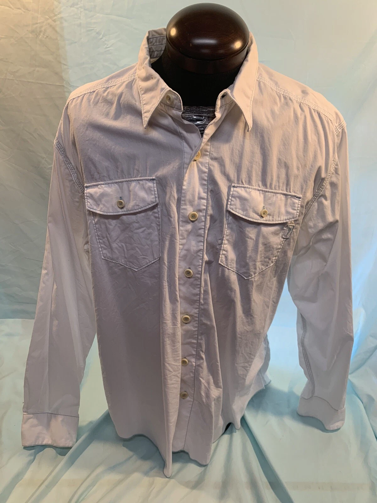 Tommy Bahama Longsleeve Buttonfly Beach Walking Shirt XL White