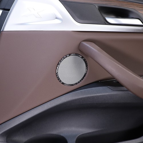 4 PIEZAS anillos de altavoz de puerta de fibra de carbono borde de pegatina para BMW X3 2018-2022 - Imagen 4 de 12