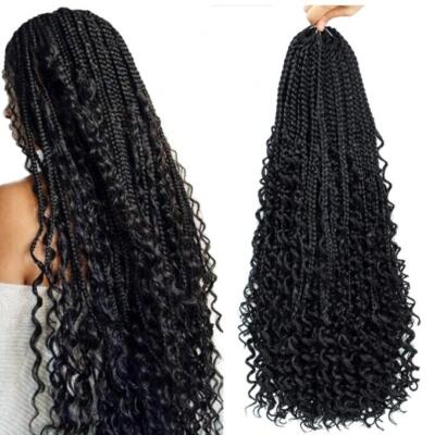 14'' - 24'' Goddess Bohe Box Braids Curly Ends Crochet Hair Synthetic Braid Hair
