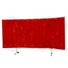 Stellwand 375 cm breit rot fahrbar Schwei&szlig;schutzwand Schwei&szlig;erschutzwand