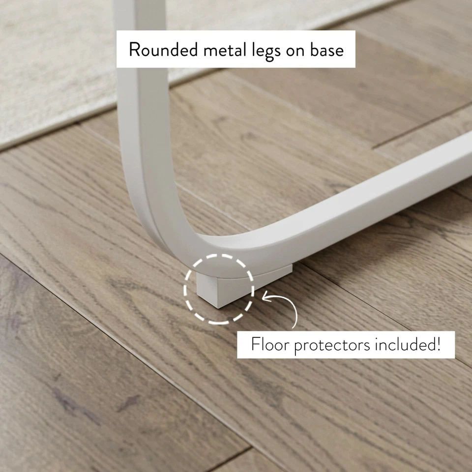 Nathan James Penny White Writing Desk with Sleek Curved Metal Desk Frame for Hom - Imagem 4 de 4