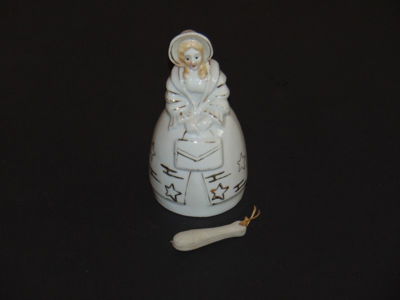 Vintage Victorian Style Porcelain Hand Bell Dinner Service Ringer 1960's 1970's