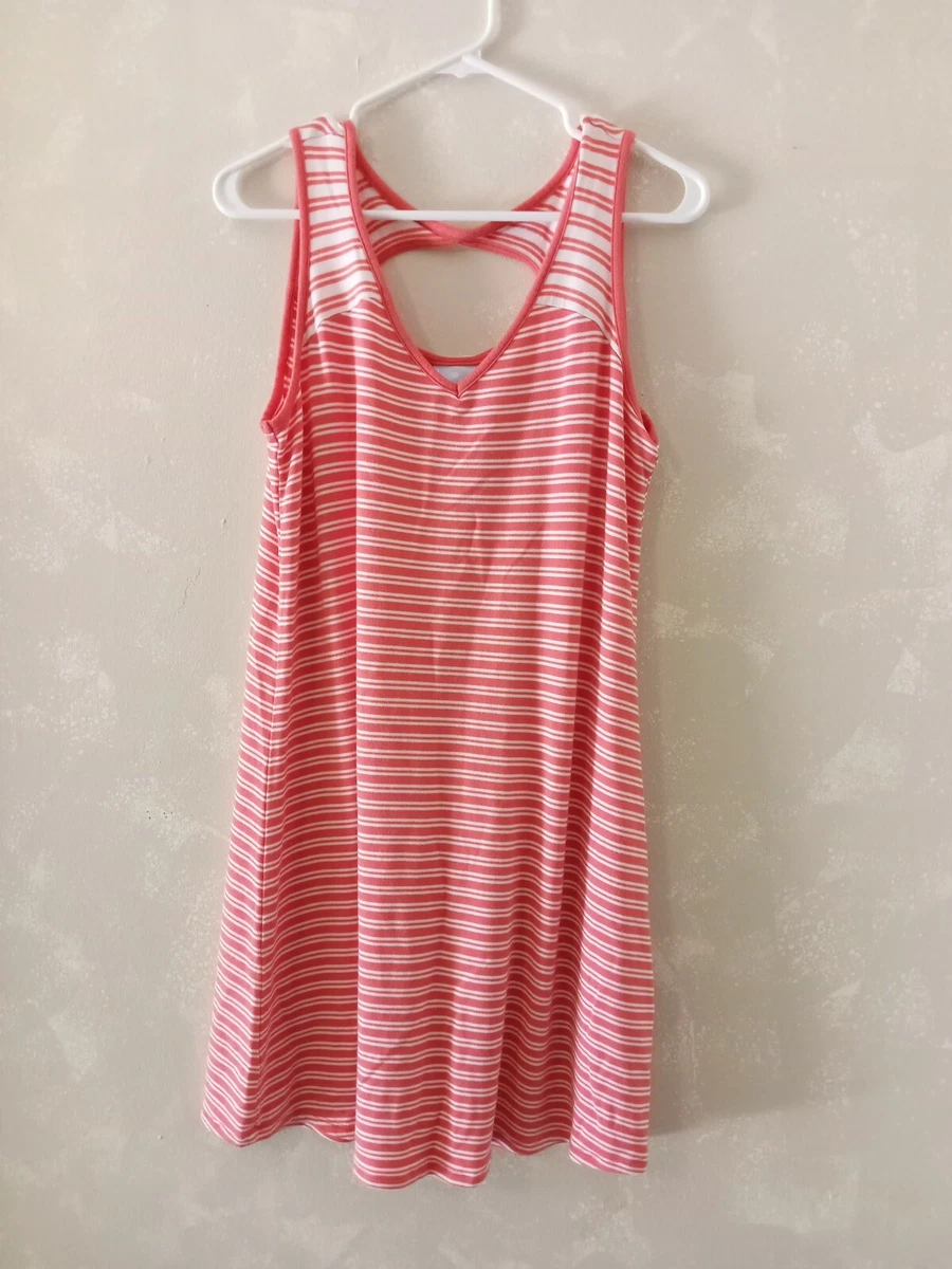 Dressbarn Sunday Light Red White Striped Sleeveless Tank Dress