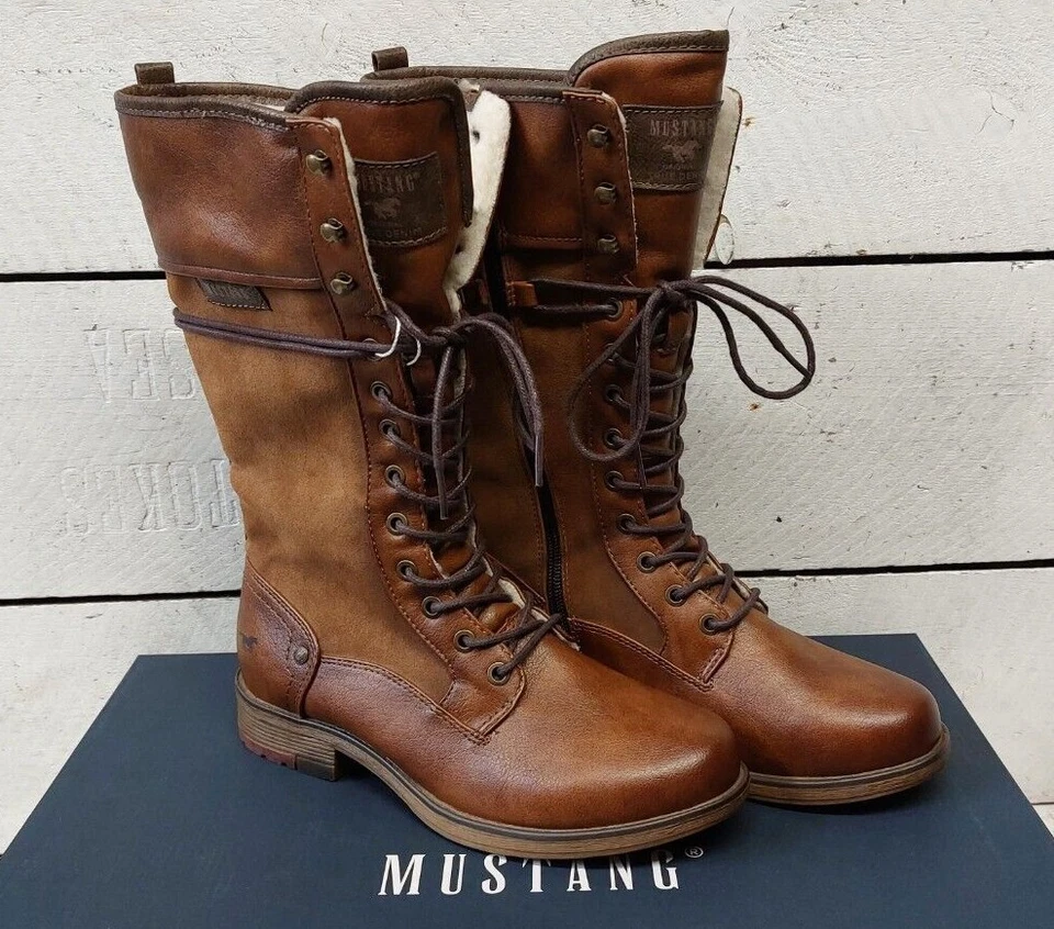 Ladies Mustang 1295-606-09/307 Mid Calf Lace & Zip Boots - Image 2 of 4