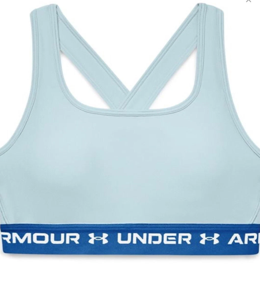 Women s Under Armour Mid Cross back Sports Bra Padded Colour Blue Size 10 Small