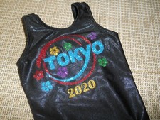 Girls Gymnastic Leotard Size S 3-4 Black Tokyo 2020 Olympics Shimmery Mystic