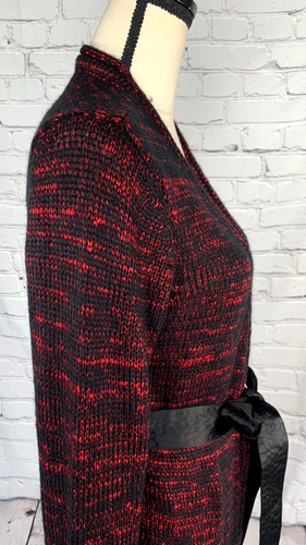 NEW Narciso Rodriguez Design Nation Rose Combo Open Front Belted Cardigan Large - Picture 12 of 22