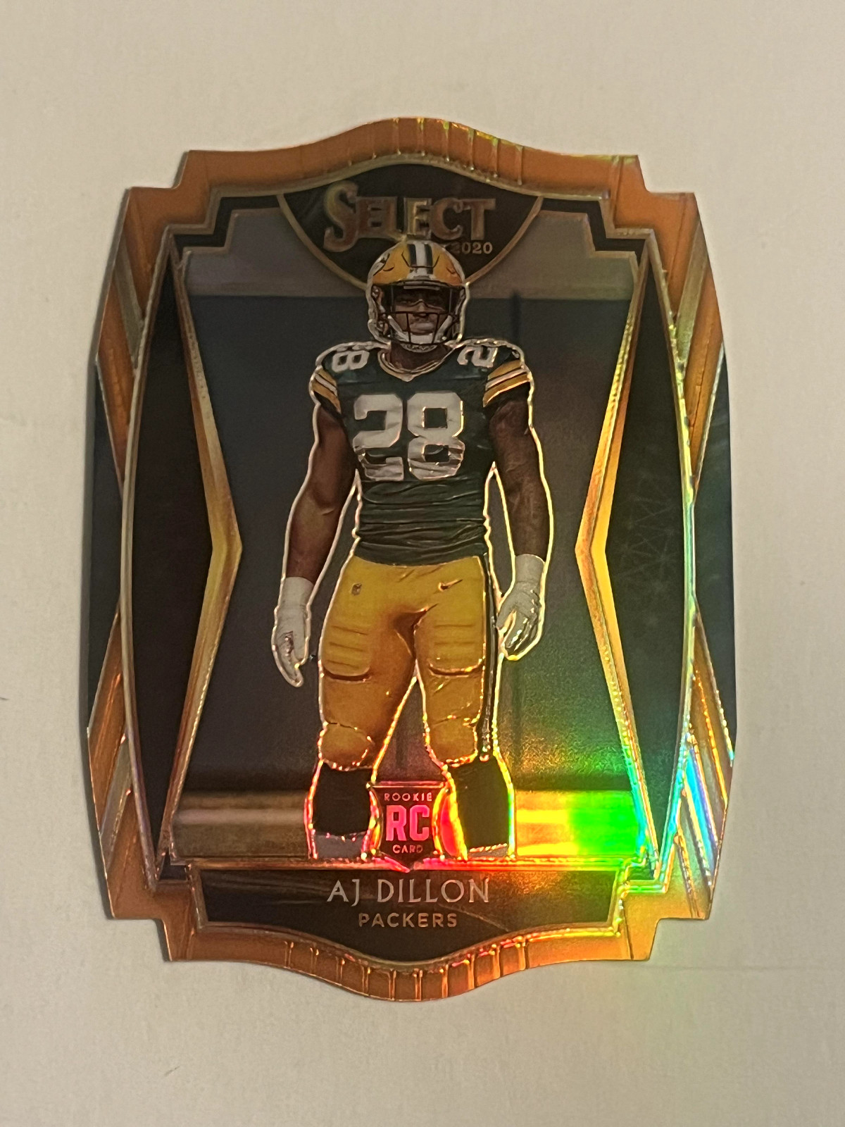 AJ DILLON 2020 SELECT ORANGE PREMIER LEVEL DIE CUT ROOKIE #165 PACKERS