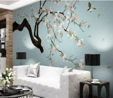 3D Flowers Birds ZHUA13363 Wallpaper Wall Murals Removable Self-adhesive Amy