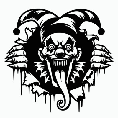 Breakthrough Evil Jester Clown Black Vinyl Sticker Decal Left Right or Pair