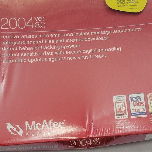 2004 MeAfee Virus Scan Professional New Factory Sealed, Protects Against Viruses - Picture 5 of 5