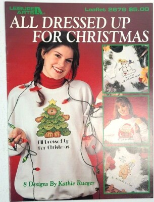 Leisure Arts ALL DRESSED UP FOR CHRISTMAS Cross-Stitch Pattern Leaflet Book