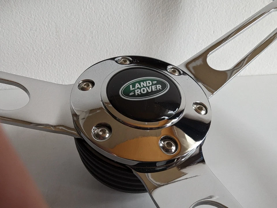 Volante negro madera cromo apto para Land Range Rover 1986-1987 Foto 3 de 4