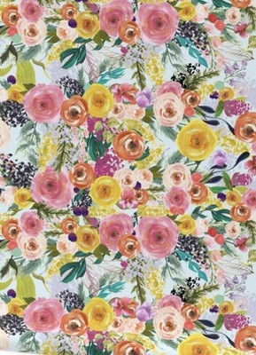 Spoonflower Smooth Wallpaper Autumn Blooms/Painted Floral Lg Scale Roll 24 x99 
