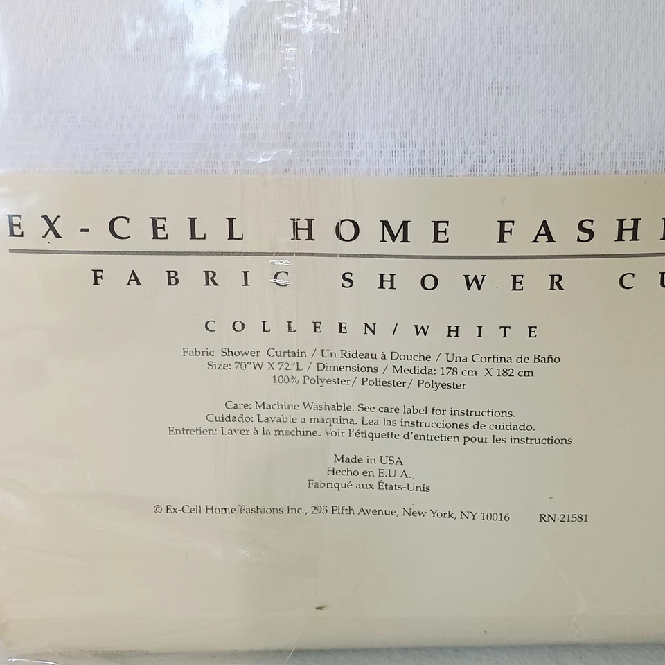 NOS Ex Cell 时尚 Colleen 织物白色浴帘郁金香花边 70x72 — 第 4/4 张图片