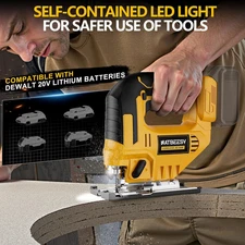 Jigsaw for Dewalt 20V Max Battery, Cordless Jig Saw Tool, LED Work Light,45° ...