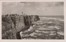 Helgoland Westküste bei Sturm Lighthouse Germany RPPC Real Photo Postcard