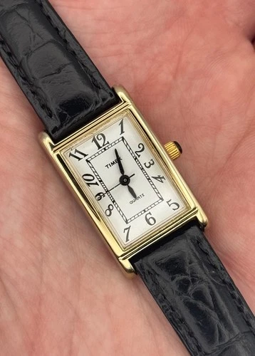 1999 Vintage Timex Women's Tank Quartz Watch w/Cabochon Crown - NEW BATTERY!