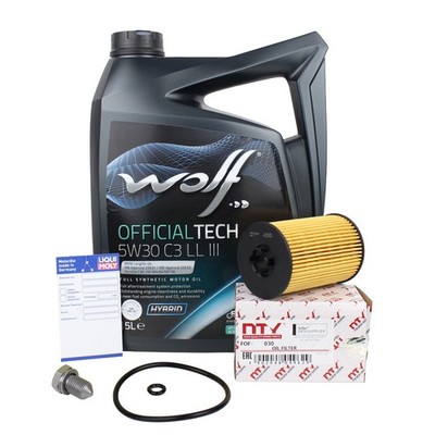 5L Wolf Motoröl 5W30 C3 LL 3 ÖL + NTY Ölfilter für VAG A3 A4 1.6/2.0 TDI