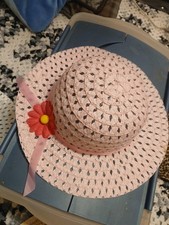 Youth Easter Hat Pink In Color With Pink Ribben And Flower One Size