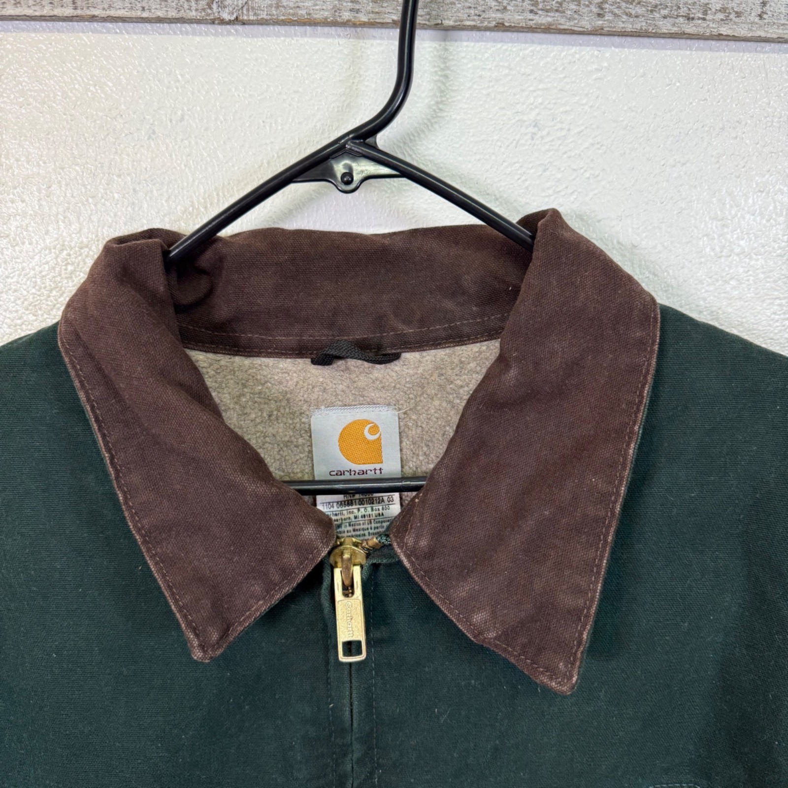 Carhartt C61 SPC Spruce Green Mens 2XL R Sherpa Lined Work  Jacket Canvas Chore thumbnail 6