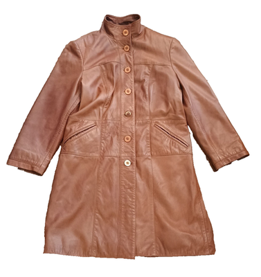 #ad Tol amp; Ar Hand Made SOFT Leather Jacket Butterscotch Brown Lambskin Women#x27;s 42 M $119.99